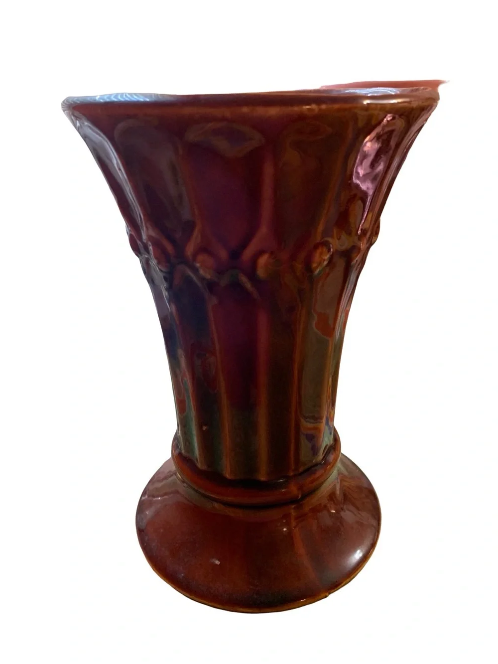 Vintage McCoy Tiara USA Pottery Brown Glaze Vase‎ 9”